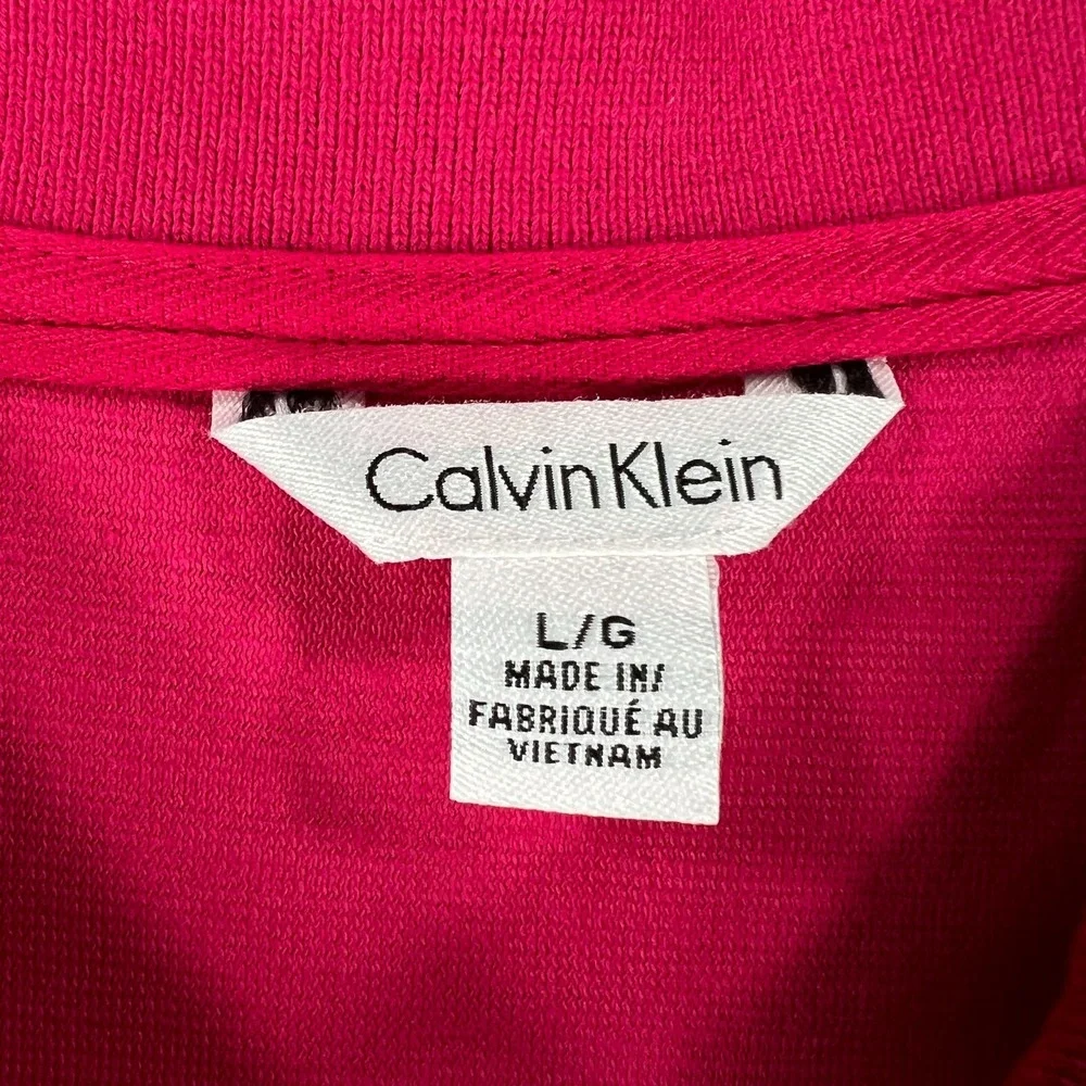 Calvin Klein‎ Mens Shirt Polo Large Pink Short Sleeve Pocket Lightweight Preppy